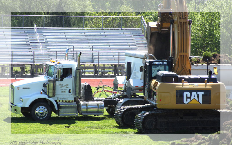 Truck and Backhoe